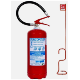 piantana rossa porta estintore+estintore con gancio e cartello
